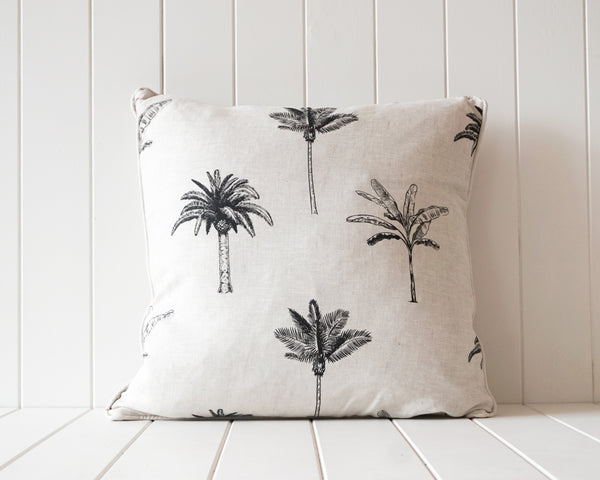 Indoor Cushion - Linen Feather - Black Palm Natural - 50x50cm