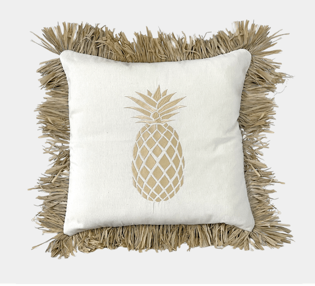 Raffia Fringe Cushion - Pineapple 50cm