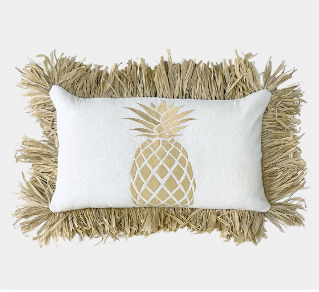 Raffia Fringe Cushion - Pineapple - 30cm